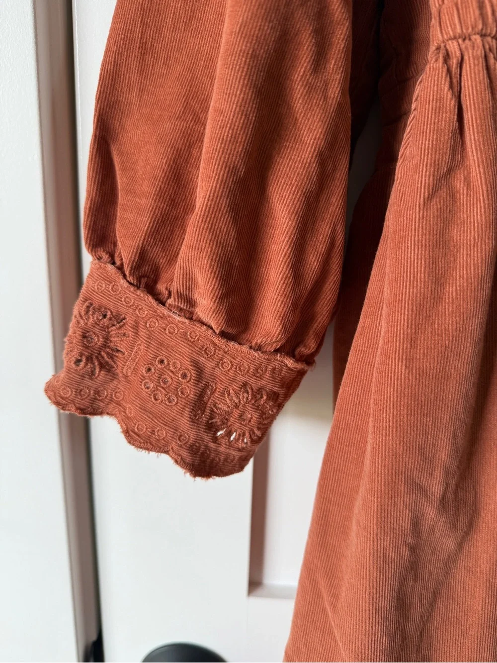 Madewell Cotton Corduroy Embroidered Square-Neck Mini Dress Medium - Picture 4 of 9